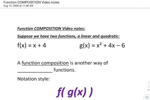 Preview of Function Composition GUIDED NOTES VIDEO with PDF -Covid Series-
