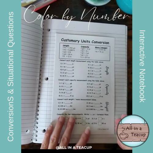 Convert Customary Measurement Foldable Word Problems & Color by Number Activity