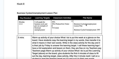 Business Cycles and Unemployment Lesson | High School Economics PDF