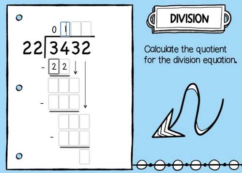 Long Division with 2 Digit Divisors NO remainders Boom Cards 5.NBT.B.6