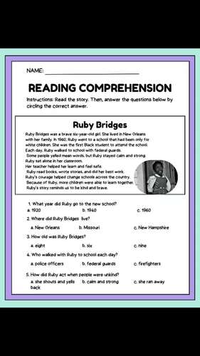 Ruby Bridges Comprehension Bundle by Simply Elementary | TPT