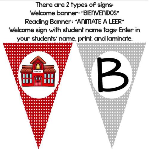 Banners, Sign, Name tags in Spanish l Editable l Polka Dot