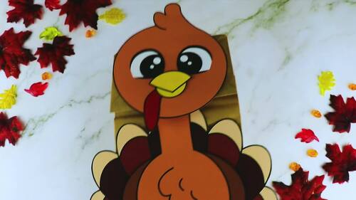 Turkey Paper Bag Puppet Craft | Printable Cut and Paste Activity for Kids
