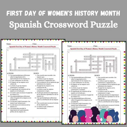 Spanish Womens History Month Crossword Puzzle by Top Opportunities Teacher