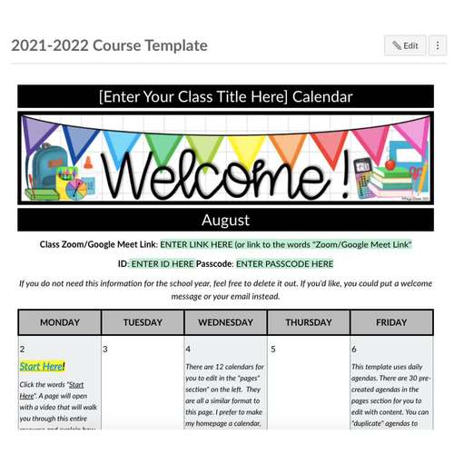 Course Template For Canvas