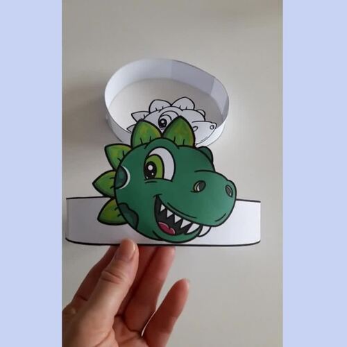 Dinosaur paper crown printable, Happy dinosaur headband for preschool