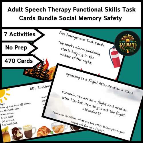 Adult Speech Therapy Function Skill SEL SNF Card Social Memory Safety ...