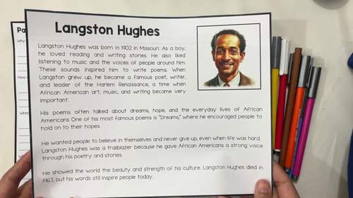 Langston Hughes Craft Black History Month Craft Research Project Activities