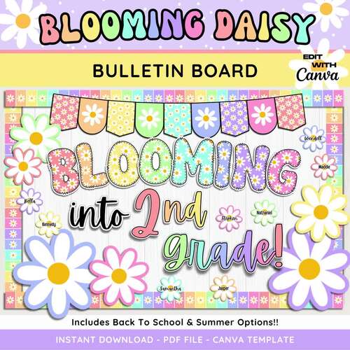 Blooming Daisy Flower Bulletin Board Kit, Summer Pastel Flower Decor ...