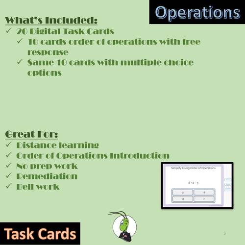 Order of Operations 1 Boom Digital Task Cards by Grasshopper Mathematics