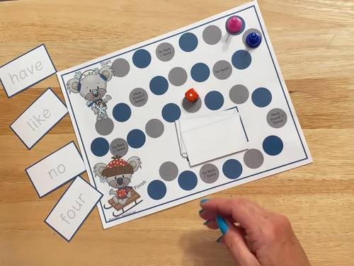 Sight Words Game Boards for Word Fluency Winter Literacy Centers K-2 Words