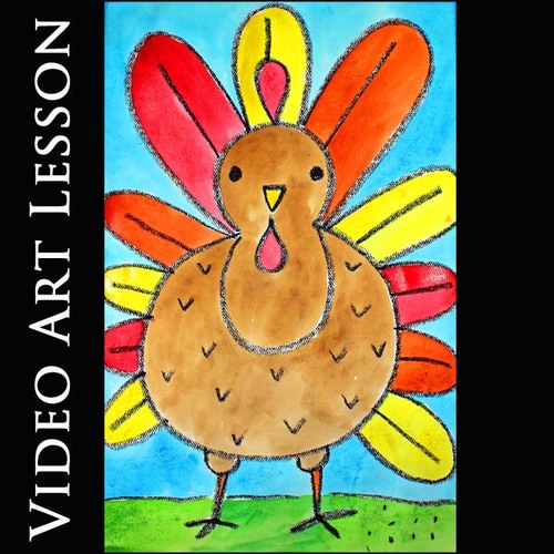 Preview of THANKSGIVING TURKEY Video Art Lesson | FALL Directed Drawing & Painting Project