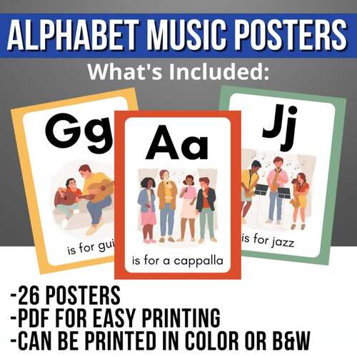 Music Alphabet Letter Posters → Printable Wall/ Classroom Decor | TPT