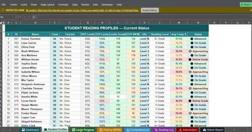 Reading Progress Monitoring Spreadsheet | Reading Tracker & Fluency Log ...