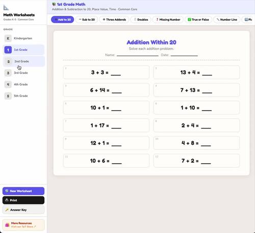 UNLIMITED K-5 Math Worksheets BUNDLE w/Answer | 83 Topics | Common Core ...