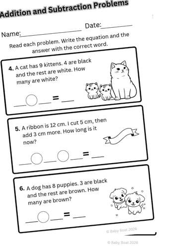 Mixed Addition and Subtraction Word Problems Within 20 | Grade 1 Math ...