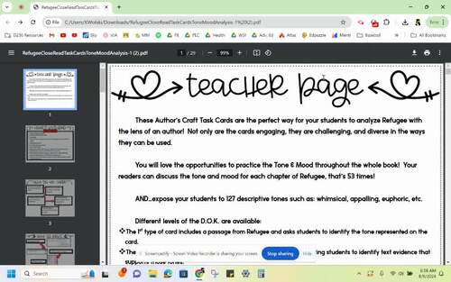 Refugee Author&rsquo;s Craft Task Cards: Tone &amp; Mood Analysis | TPT