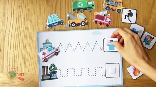Community Vehicles Tracing Practice Printable, Pre-Writing Worksheets