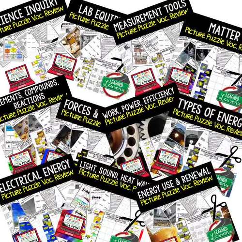 Life Science Picture Puzzle Study Guide Test Prep BUNDLE by Learned