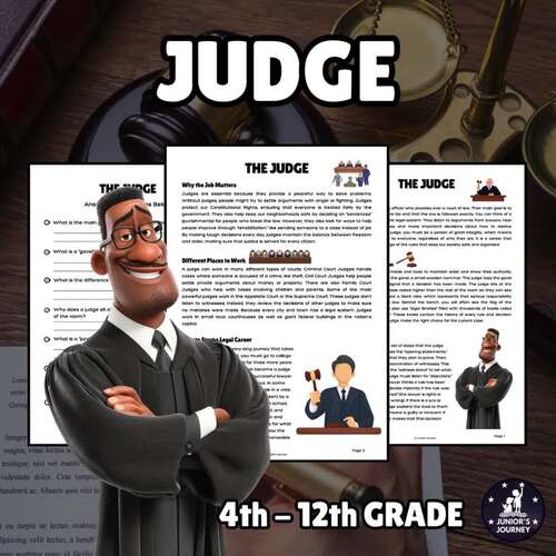 Judge Reading Comprehension | Career Exploration Worksheet by Junior's ...