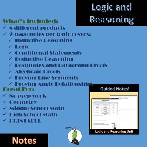 Logic and Reasoning Guided Notes for Geometry Unit 2 by Grasshopper ...