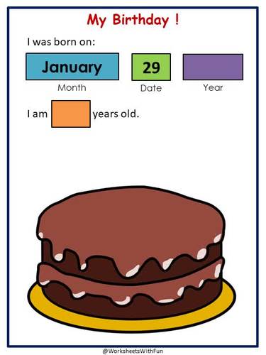 Birthday Printable, My Birthday Activity Page, Preschool Worksheet, T-157
