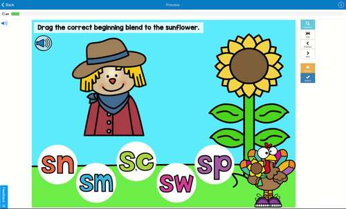 November Literacy Centers Beginning Blends Boom Cards by Krafty in Kinder