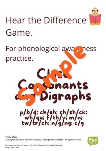 BUNDLE Hear the Difference Phonological/Phonemic Awareness Games with Bonus