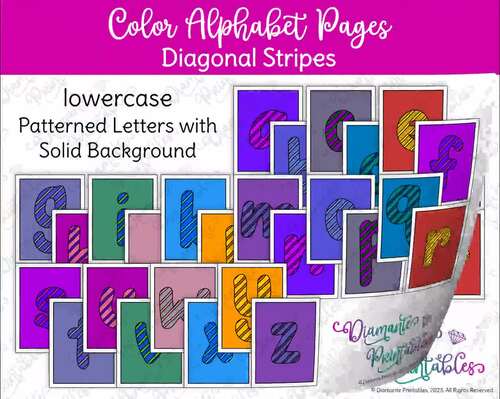 Printable Alphabet Poster Bundle | Diagonal Stripes Bulletin Board Letters