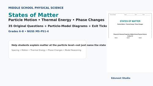 States of Matter & Particle Motion Worksheet | Solid Liquid Gas ...