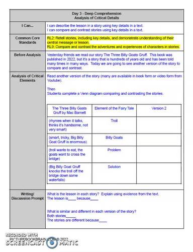 The Three Billy Goats Gruff by Mac Barnett Lesson Plan and Google ...