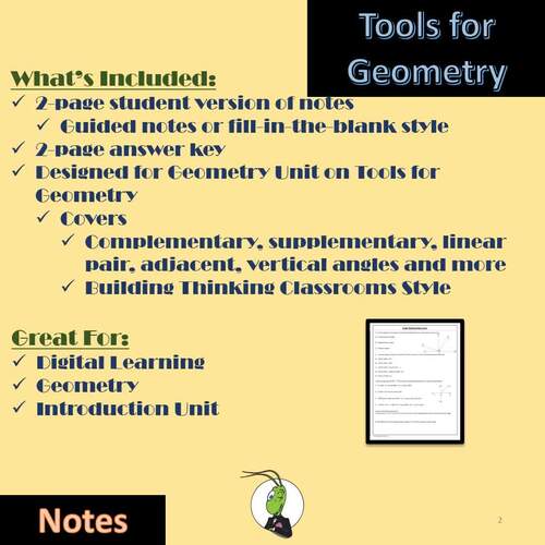 Angle Relationships Guided Notes for Tools for Geometry Unit | TPT