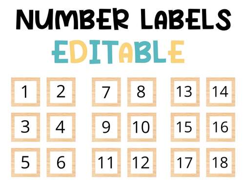 Printable Bright Classroom Calendar Numbers, Editable Square Number Cards
