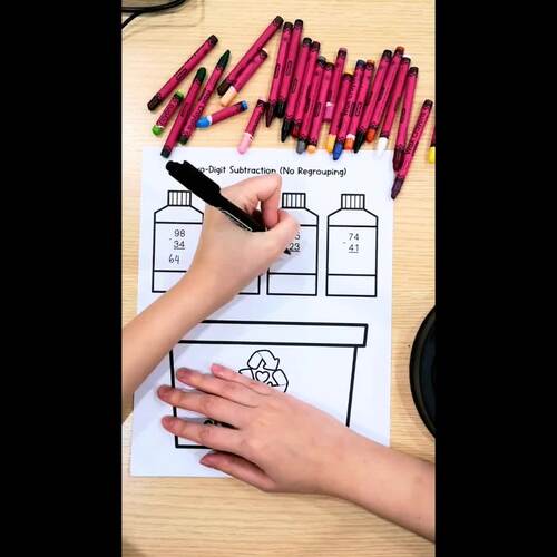Earth Day Math Subtraction Craft | Recycling Activity | Spring Bulletin ...