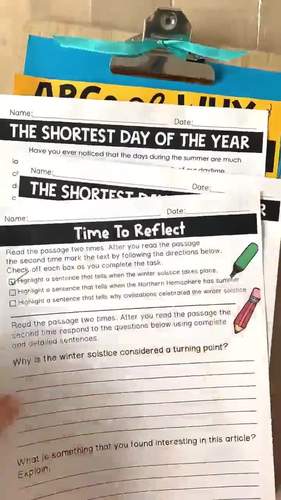 Winter Reading Comprehension Passages December Snowflakes Activity 3rd ...