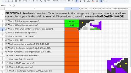 Mystery Picture Halloween Math Rational Numbers | Integers | Word Problems