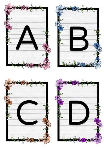 Alphabet Letters For Wall/ Classroom Decor →Printable Floral Alphabet Cards