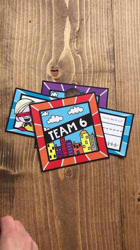 Editable Superhero Theme Name Plates and Table Signs by Mallory Johnson