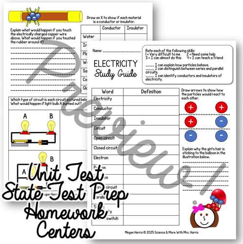 Electricity & Circuits Study Guide Review (Print & Digital) | TPT