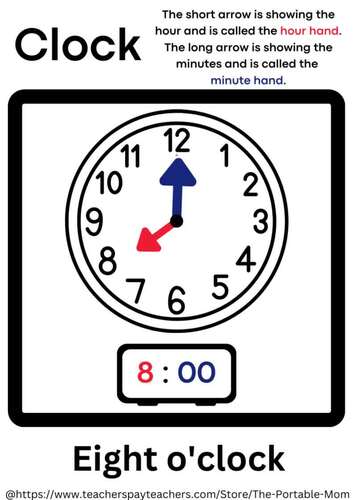 Telling Time Clocks Worksheet Printable by The portable Mom | TPT