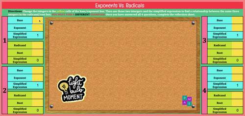 Exponents Vs. Radicals Digital Exploration Activity - Algebra by It's ...