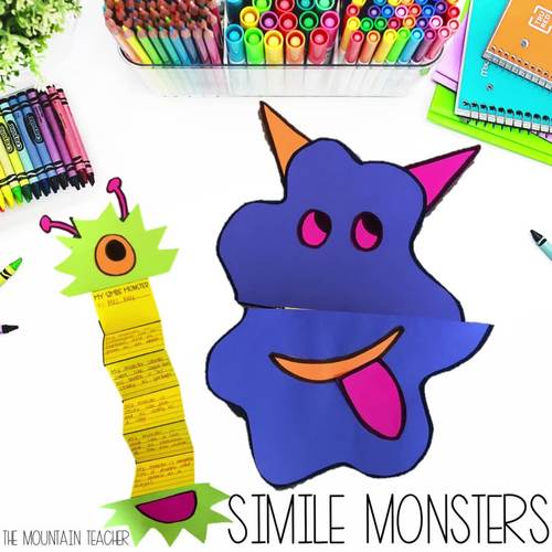 Simile Writing Worksheets and Monster Craft by The Mountain Teacher