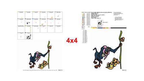 Rafiki and Young Simba Lion King inspired embroidery designs - Instant ...