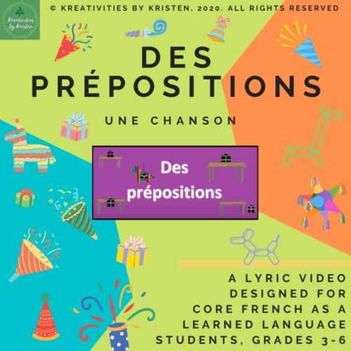 Preview of Une chanson - Des prépositions (lyric video and lyric sheet)
