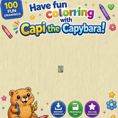 Cute Capybara Coloring Book for Kids | 100 Easy Animal Coloring Pages