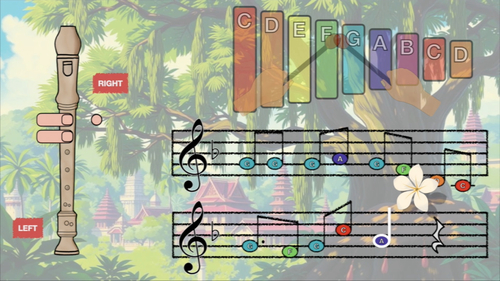 Preview of Dayung Sampan - Melody Play-Along with Xylophone (Recorder minus one track)