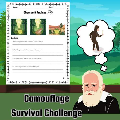Camouflage Survival Challenge – Natural Selection Worksheet (Grades 5–7)