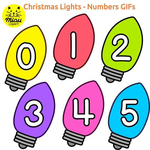 Christmas Lights Animated Number Christmas/Winter Movable Clipart