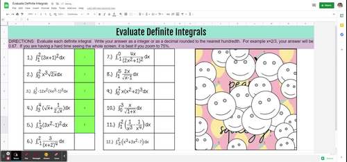 Evaluate Definite Integrals Digital Self Checking Mystery Picture for ...