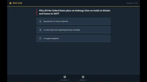 War of 1812 Diagnostic Quiz and Study Guide | 30 Self-Grading Questions